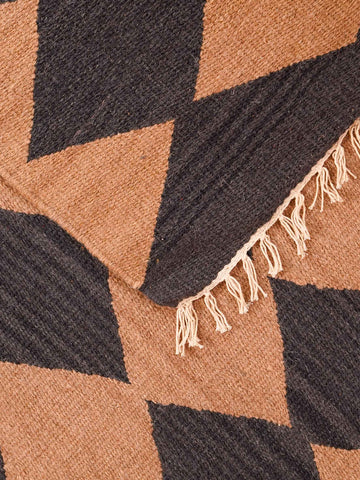 handmade-flat-weave-kilim-wool-area-rug-brown-charcoal-closeup 6