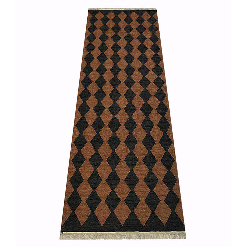 handmade-flat-weave-kilim-wool-runner-rug-brown-charcoal-side 2