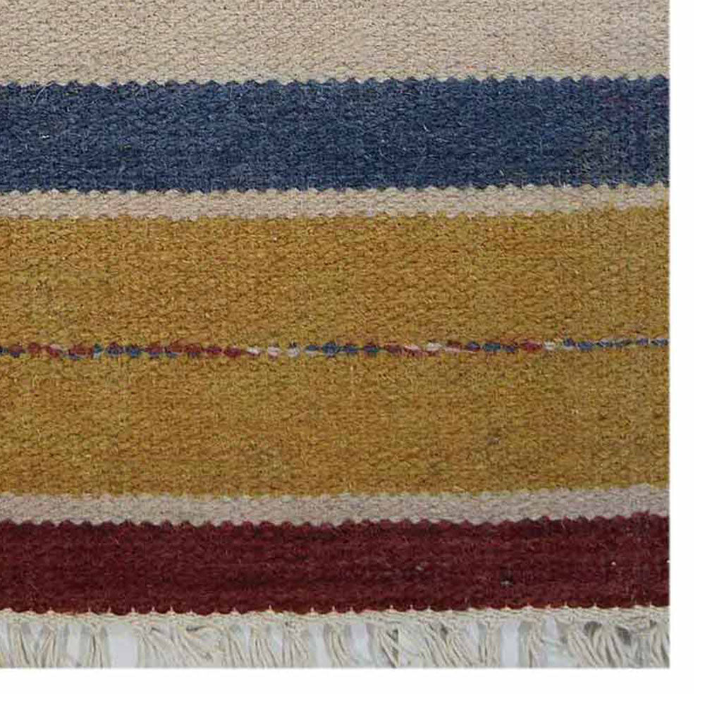 Hand Woven Flat Weave Kilim Wool Rectangle Area Rug Contemporary Multicolor D00110