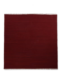 hand-woven-flat-weave-kilim-wool-solid-burgundy-square-rug-side-1