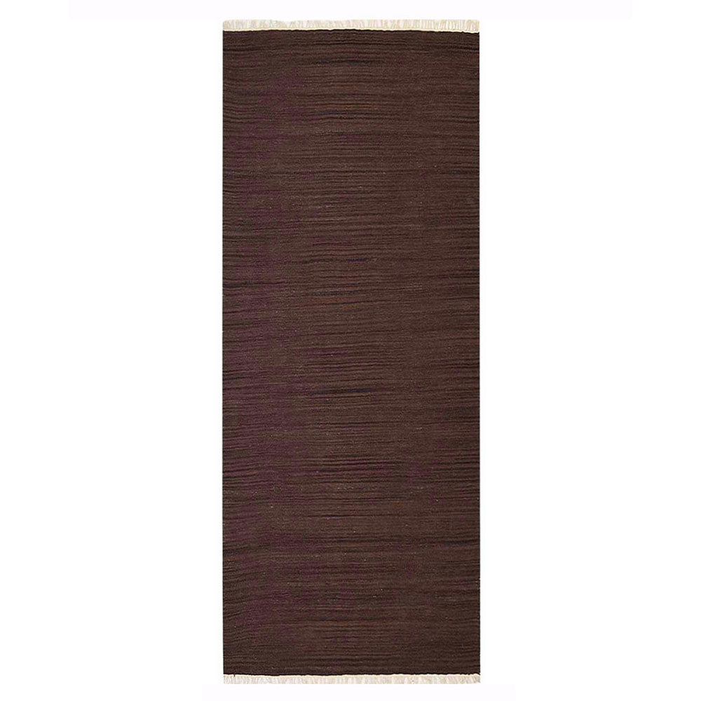 hand-woven-flat-weave-wool-solid-dark-brown-runner-rug-side-1