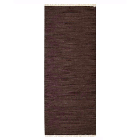 hand-woven-flat-weave-wool-solid-dark-brown-runner-rug-side-1