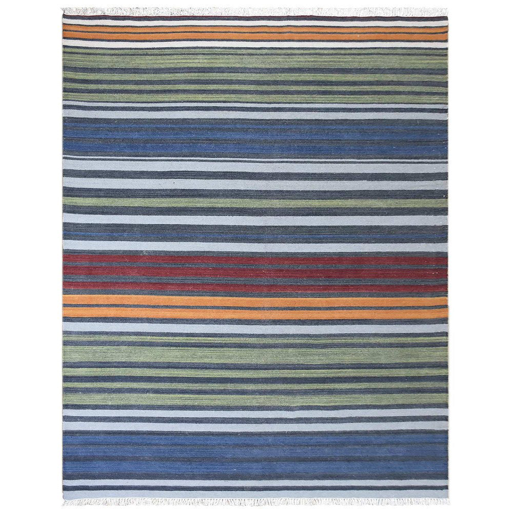Hand Woven Flat Weave Kilim Wool Rectangle Area Rug Contemporary Multicolor D00117