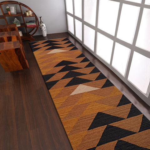 Hand Woven Flat Weave Kilim Wool Runner Area Rug Contemporary Multicolor D00134