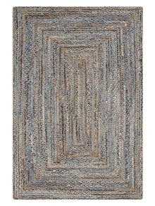 Hand Braided Cotton & Jute Contemporary Blue Area Rug