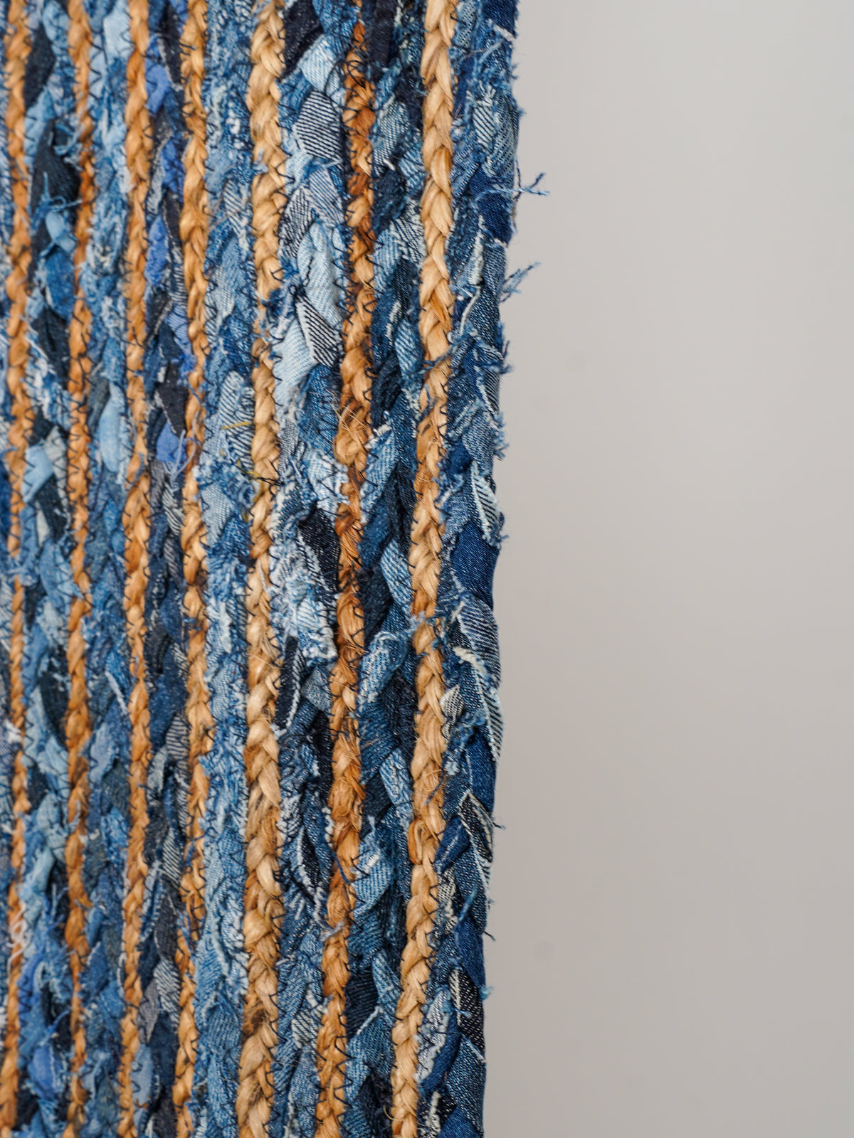 Hand Braided Cotton & Jute Contemporary Blue Area Rug