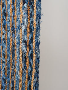 Hand Braided Cotton & Jute Contemporary Blue Area Rug