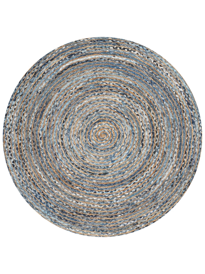 Hand Braided Cotton & Jute Contemporary Blue Area Rug