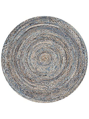 Hand Braided Cotton & Jute Contemporary Blue Area Rug