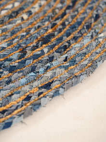 Hand Braided Cotton & Jute Contemporary Blue Area Rug