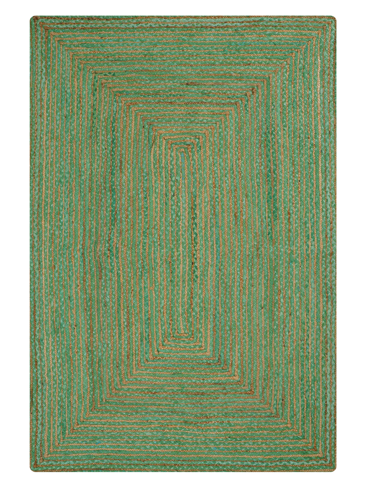 Hand Braided Cotton & Jute Contemporary Green Area Rug