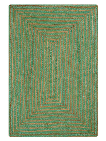 Hand Braided Cotton & Jute Contemporary Green Area Rug