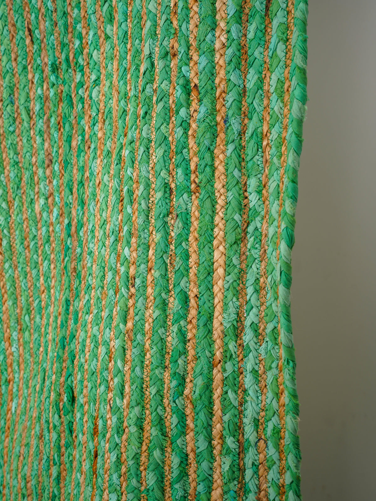 Hand Braided Cotton & Jute Contemporary Green Area Rug