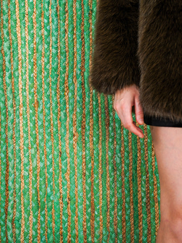 Hand Braided Cotton & Jute Contemporary Green Area Rug