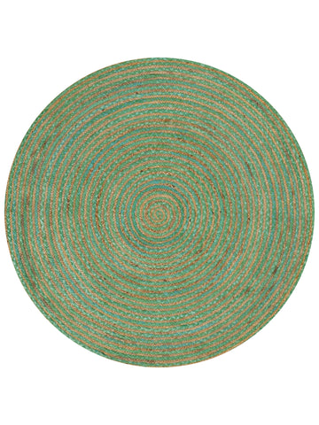 Hand Braided Cotton & Jute Contemporary Green Area Rug