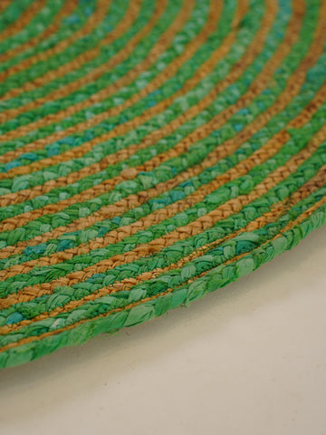 Hand Braided Cotton & Jute Contemporary Green Area Rug