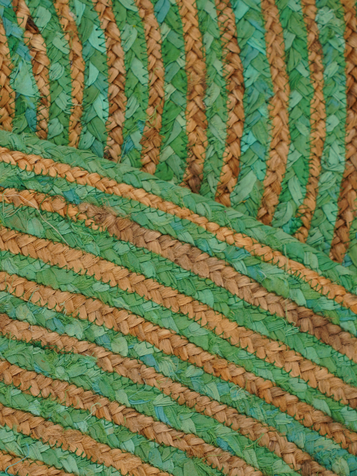 Hand Braided Cotton & Jute Contemporary Green Area Rug