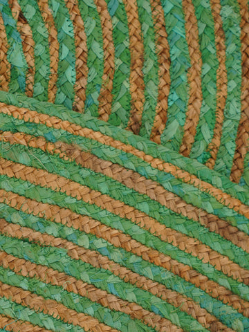 Hand Braided Cotton & Jute Contemporary Green Area Rug