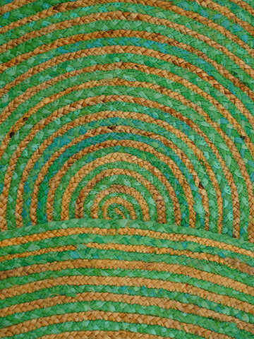 Hand Braided Cotton & Jute Contemporary Green Area Rug