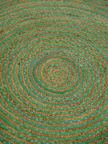 Hand Braided Cotton & Jute Contemporary Green Area Rug