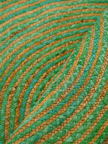 Hand Braided Cotton & Jute Contemporary Green Area Rug