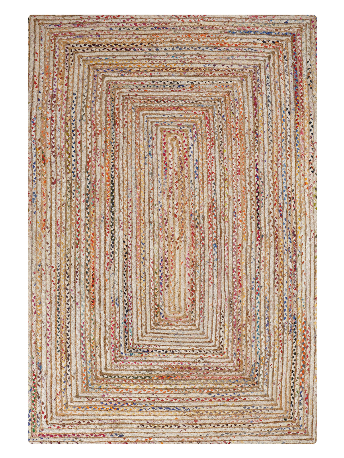 Hand Braided Cotton & Jute Contemporary Light Multicolor Area Rug