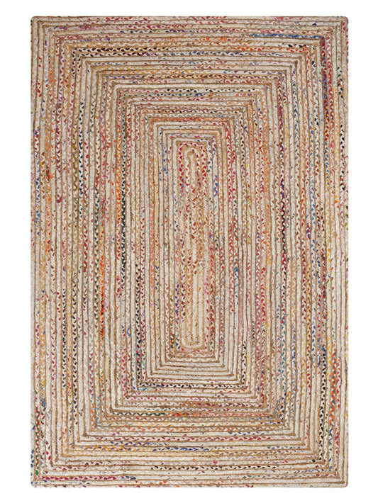 Hand Braided Cotton & Jute Contemporary Light Multicolor Area Rug
