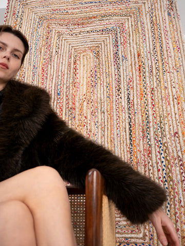 Hand Braided Cotton & Jute Contemporary Light Multicolor Area Rug