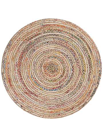 Hand Braided Cotton & Jute Contemporary Light Multicolor Area Rug