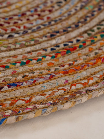 Hand Braided Cotton & Jute Contemporary Light Multicolor Area Rug