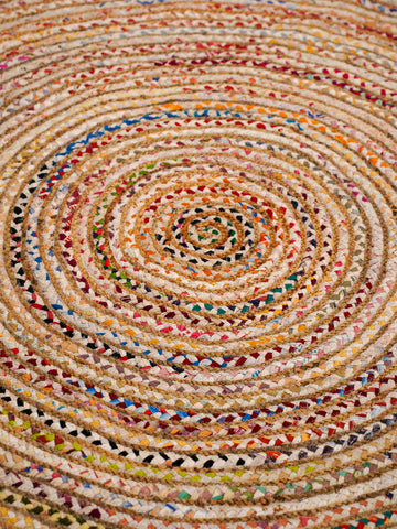 Hand Braided Cotton & Jute Contemporary Light Multicolor Area Rug