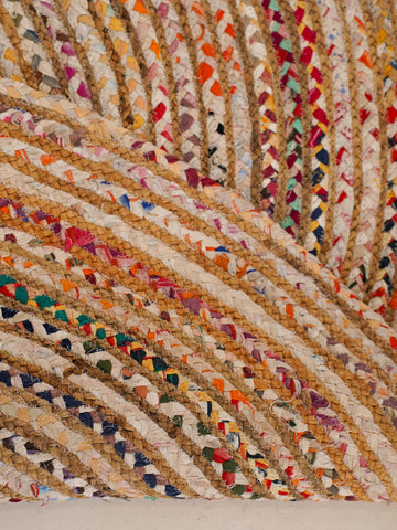 Hand Braided Cotton & Jute Contemporary Light Multicolor Area Rug