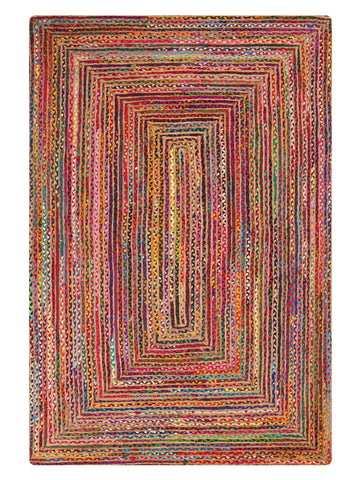 Hand Braided Cotton & Jute Contemporary Dark Multicolor Area Rug