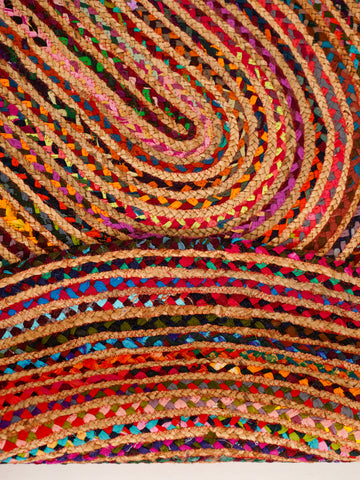 Hand Braided Cotton & Jute Contemporary Dark Multicolor Area Rug