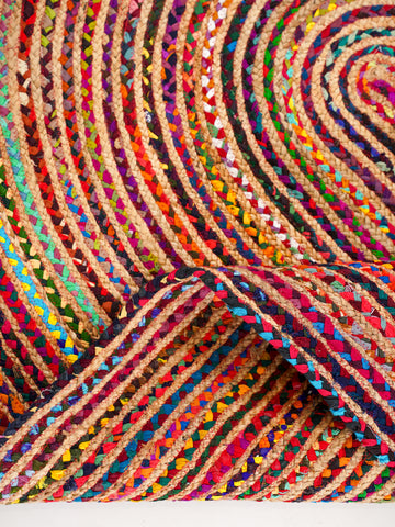 Hand Braided Cotton & Jute Contemporary Dark Multicolor Area Rug