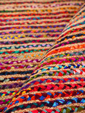 Hand Braided Cotton & Jute Contemporary Dark Multicolor Area Rug