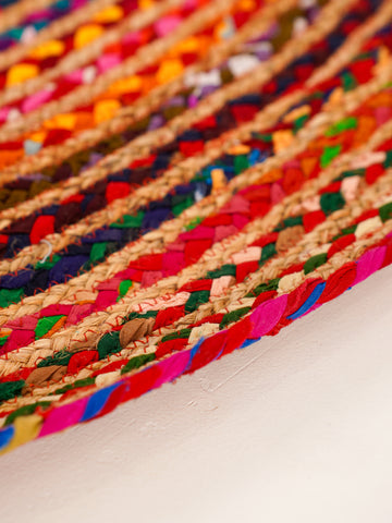 Hand Braided Cotton & Jute Contemporary Dark Multicolor Area Rug