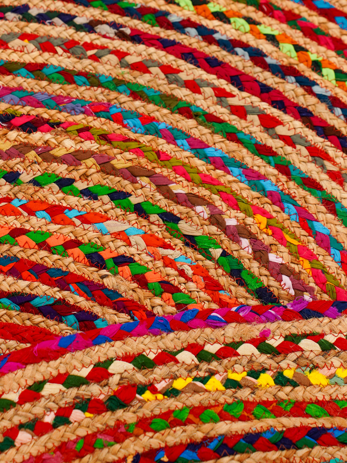 Hand Braided Cotton & Jute Contemporary Dark Multicolor Area Rug