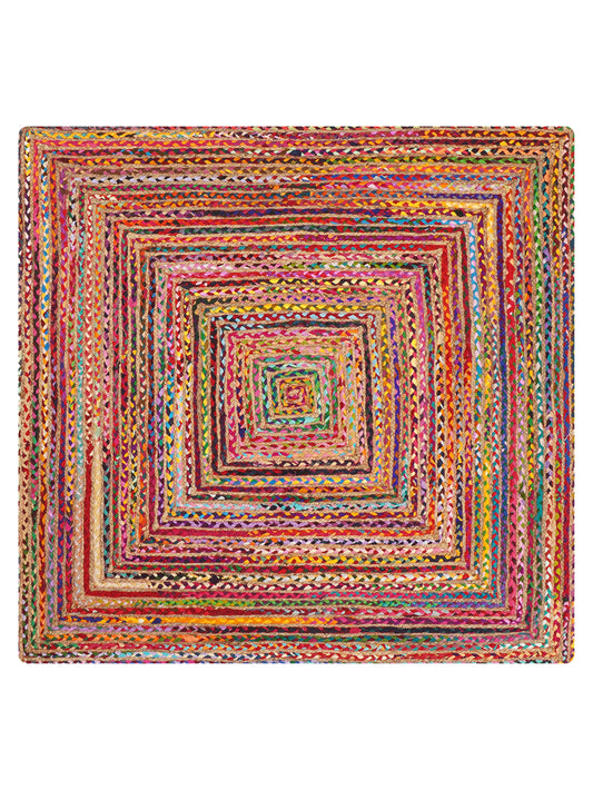 Hand Braided Cotton & Jute Contemporary Dark Multicolor Area Rug