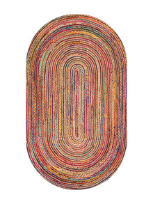 Hand Braided Cotton & Jute Contemporary Dark Multicolor Area Rug