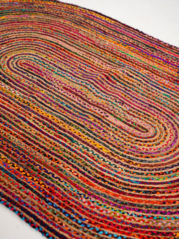 Hand Braided Cotton & Jute Contemporary Dark Multicolor Area Rug