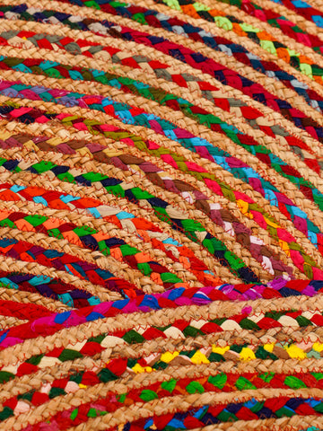 Hand Braided Cotton & Jute Contemporary Dark Multicolor Area Rug