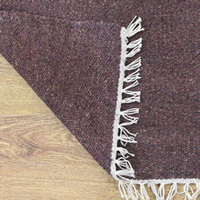 hand-woven-flat-weave-skittles-kilim-cotton-runner-rug-solid-brown-closeup 3