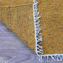 hand-woven-flat-weave-skittles-kilim-cotton-area-rug-solid-gold-closeup 3