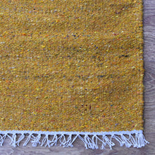 hand-woven-flat-weave-skittles-kilim-cotton-runner-rug-solid-gold-closeup 2
