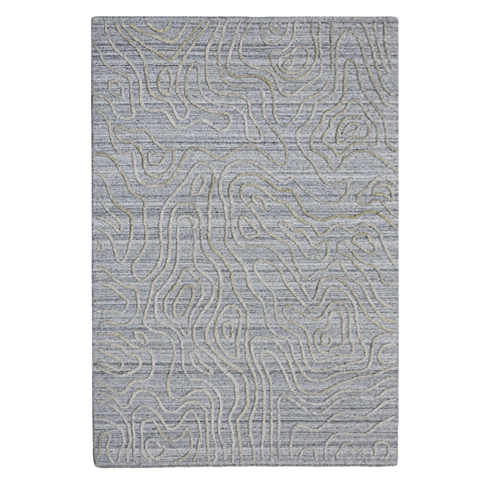 Hand Woven Overtufted Kilim Polypropylene Rectangle Area Rug Abstract Silver DP0003