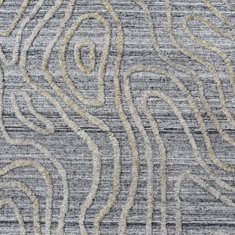 Hand Woven Overtufted Kilim Polypropylene Rectangle Area Rug Abstract Silver DP0003