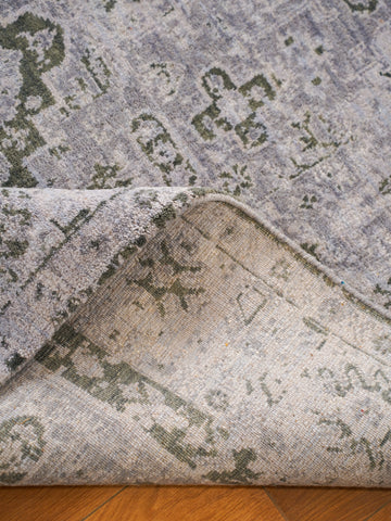 Hand Knotted Wool Oriental Silver Green Area Rug