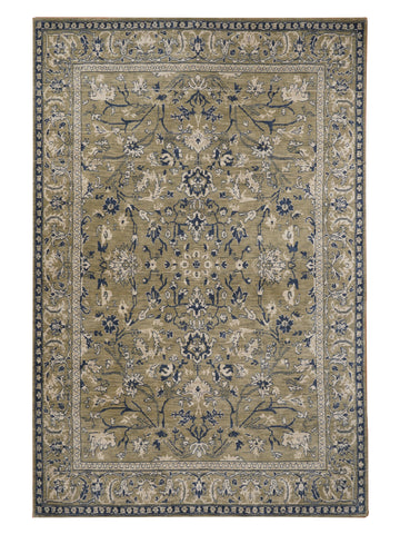 Hand Knotted Wool Oriental Light Green Area Rug