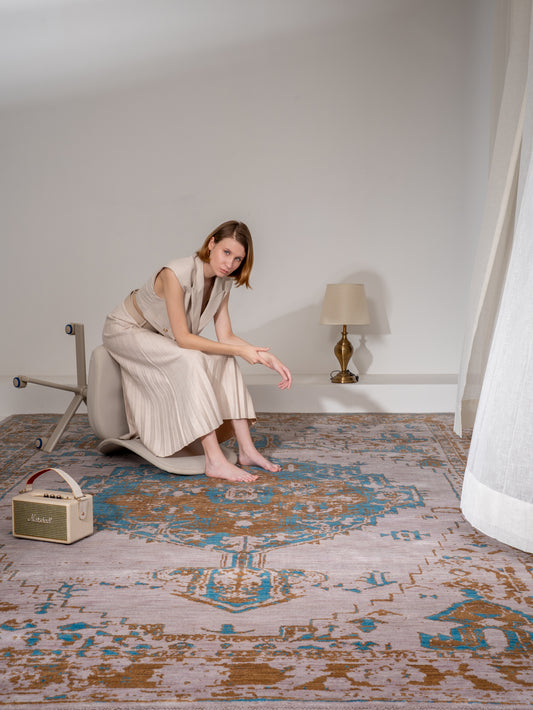 Hand Knotted Wool Oriental Beige Gold Area Rug